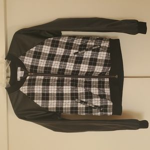 Bomber | Faux Leather | Checkered | Quilted | Jacket | Size large